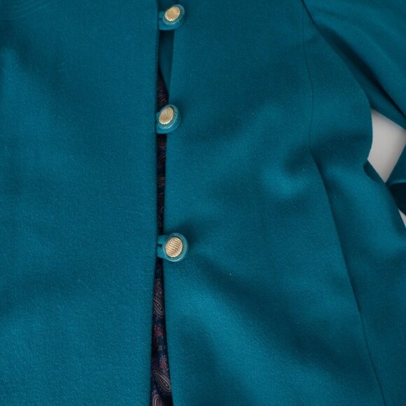 Teal Long Women's Coat - Picture 8 of 12